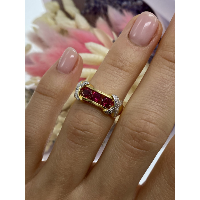 Sky Jewelry Серебряное кольцо в позолоте с топазами  Блеск