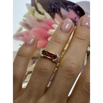 Sky Jewelry Серебряное кольцо в позолоте с топазами  Блеск