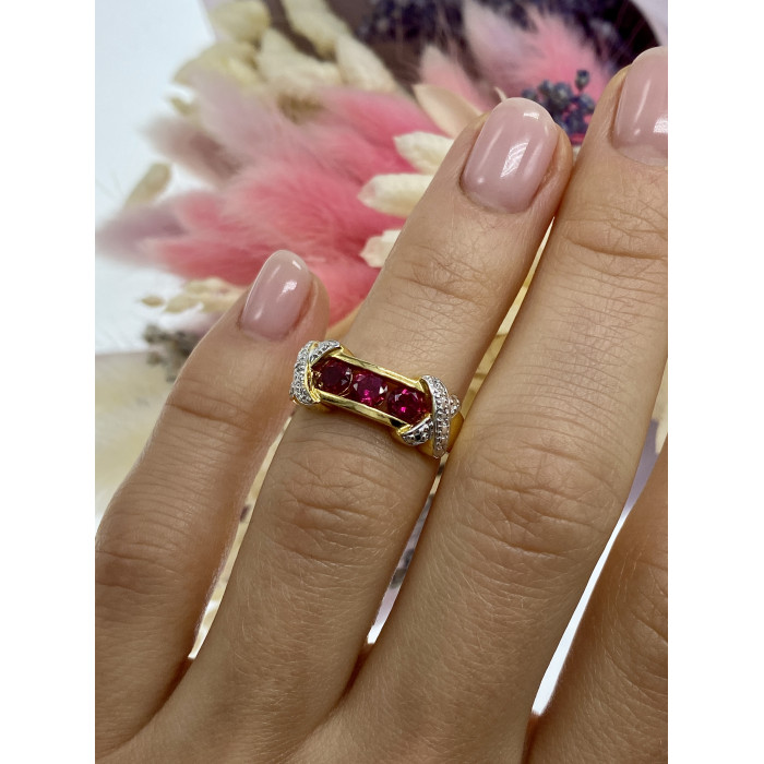 Sky Jewelry Серебряное кольцо в позолоте с топазами  Блеск