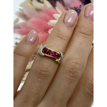 Sky Jewelry Серебряное кольцо в позолоте с топазами  Блеск