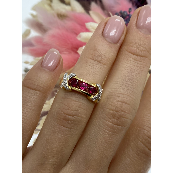 Sky Jewelry Серебряное кольцо в позолоте с топазами  Блеск