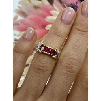 Sky Jewelry Серебряное кольцо в позолоте с топазами  Блеск