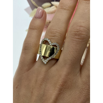 Sky Jewelry Серебряное кольцо в позолоте с фианитами  Сердце