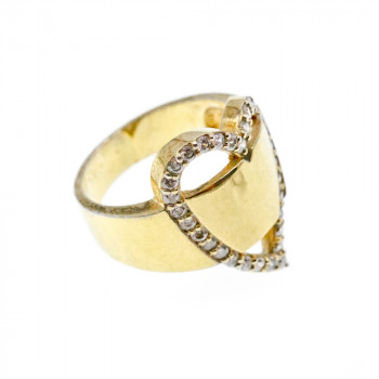 Sky Jewelry Серебряное кольцо в позолоте с фианитами  Сердце