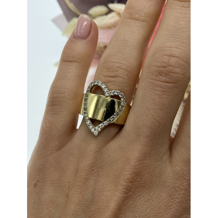 Sky Jewelry Серебряное кольцо в позолоте с фианитами  Сердце