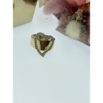 Sky Jewelry Серебряное кольцо в позолоте с фианитами  Сердце