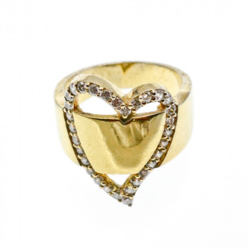 Sky Jewelry Серебряное кольцо в позолоте с фианитами  Сердце
