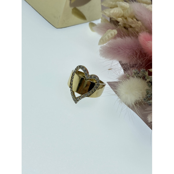Sky Jewelry Серебряное кольцо в позолоте с фианитами  Сердце