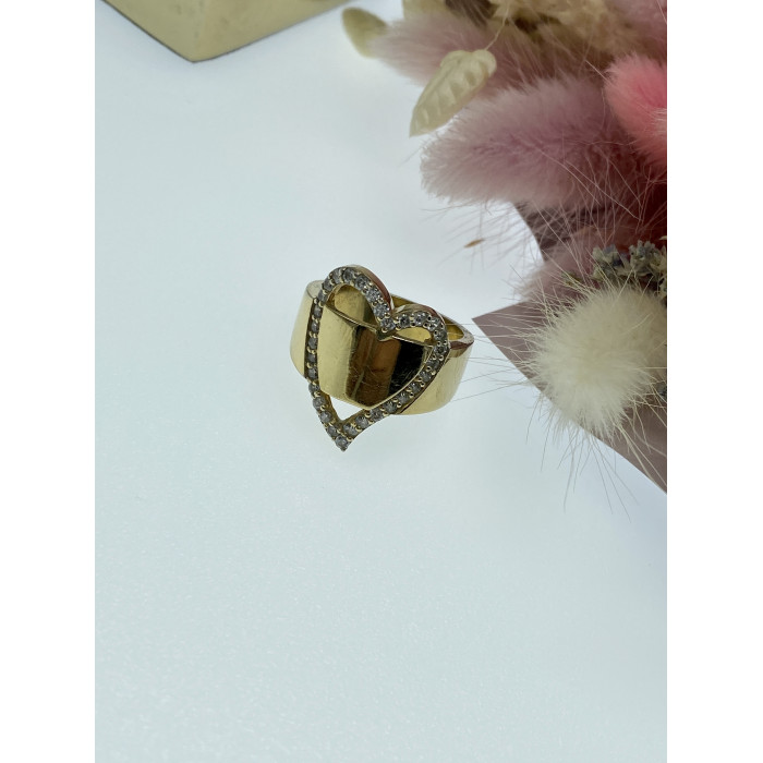 Sky Jewelry Серебряное кольцо в позолоте с фианитами  Сердце