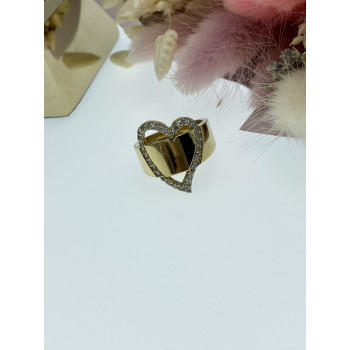 Sky Jewelry Серебряное кольцо в позолоте с фианитами  Сердце