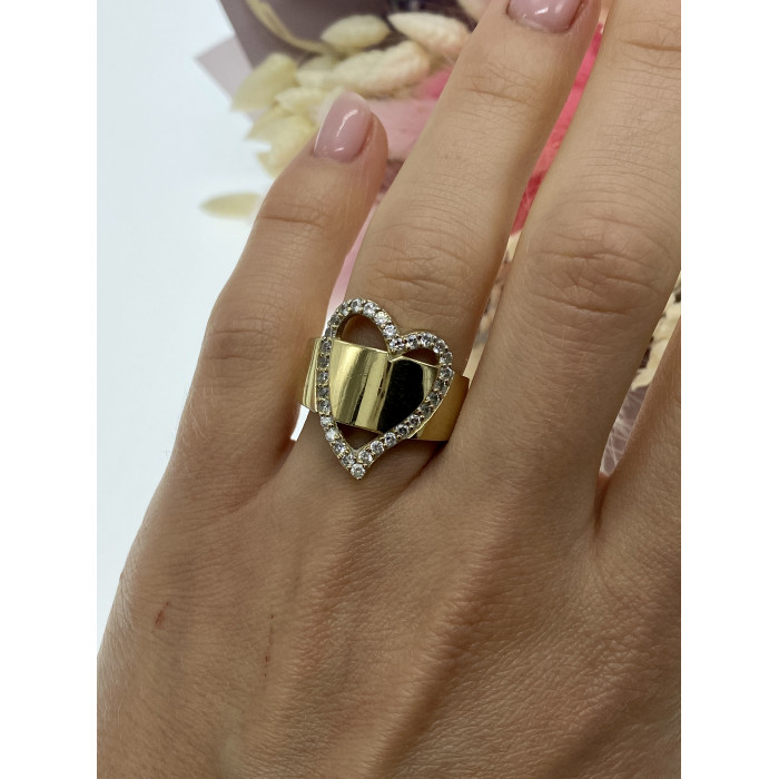 Sky Jewelry Серебряное кольцо в позолоте с фианитами  Сердце
