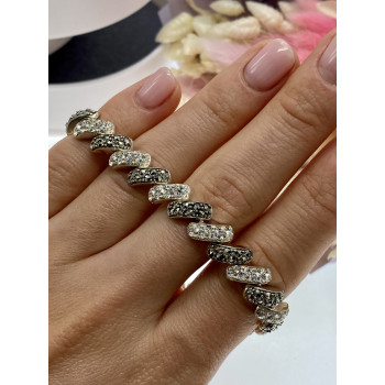 Sky Jewelry Серебряный браслет с марказитами и фианитами   Стиль