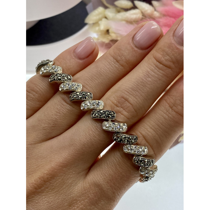 Sky Jewelry Серебряный браслет с марказитами и фианитами   Стиль