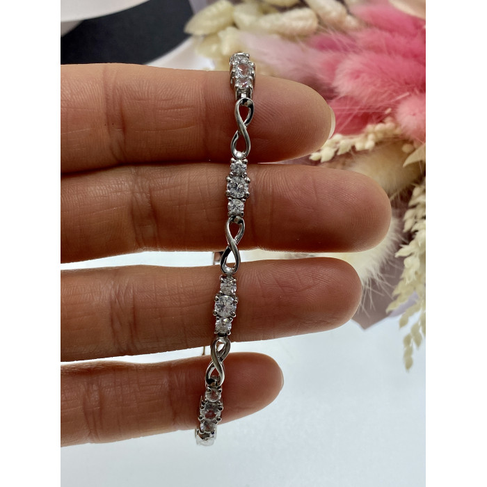 Sky Jewelry Серебряный браслет с белым топазом  Бесконечность