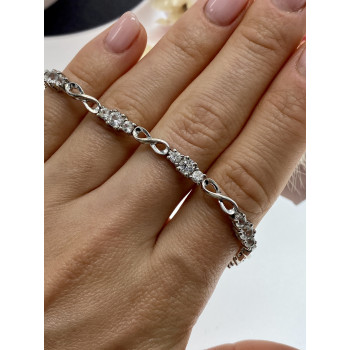 Sky Jewelry Серебряный браслет с белым топазом  Бесконечность