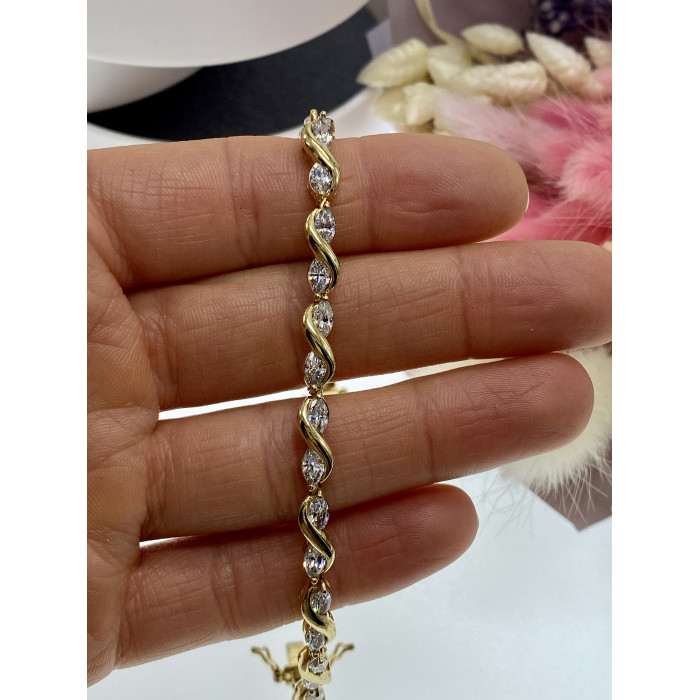 Sky Jewelry Серебряный браслет в позолоте с фианитами  Шарм