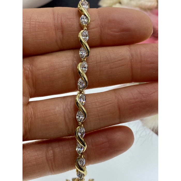 Sky Jewelry Серебряный браслет в позолоте с фианитами  Шарм