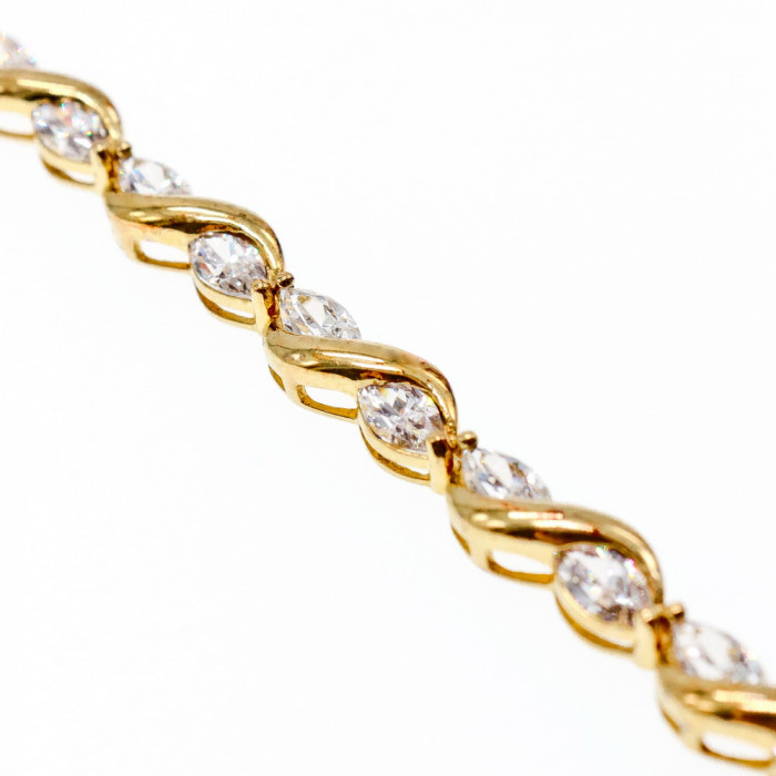 Sky Jewelry Серебряный браслет в позолоте с фианитами  Шарм