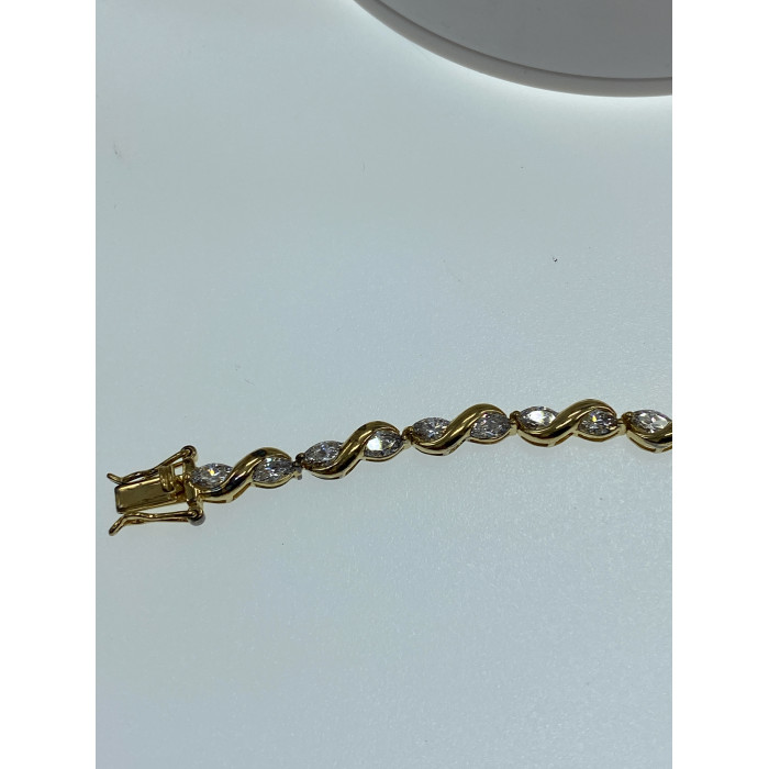 Sky Jewelry Серебряный браслет в позолоте с фианитами  Шарм