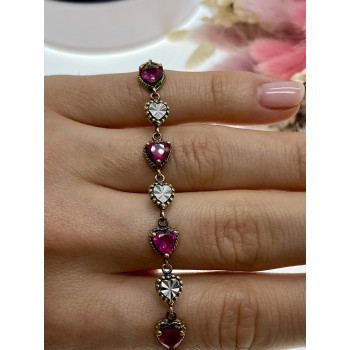 Sky Jewelry Серебряный браслет в позолоте с топазами  Сердце