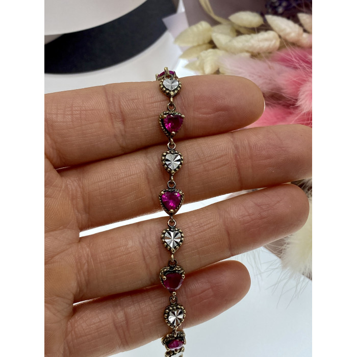 Sky Jewelry Серебряный браслет в позолоте с топазами  Сердце