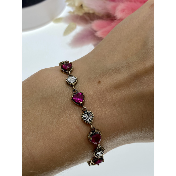 Sky Jewelry Серебряный браслет в позолоте с топазами  Сердце