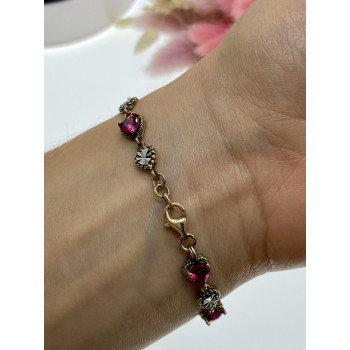 Sky Jewelry Серебряный браслет в позолоте с топазами  Сердце