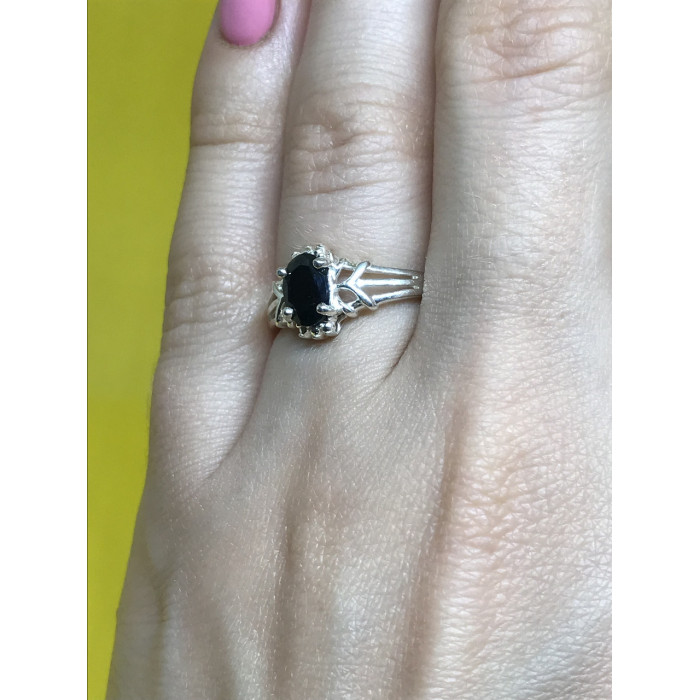 Sky Jewelry Серебряное кольцо 925 пробы с камнем черная шпинель