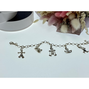 Sky Jewelry Серебряный браслет с жемчугом  Снеговики