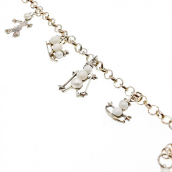 Sky Jewelry Серебряный браслет с жемчугом  Снеговики