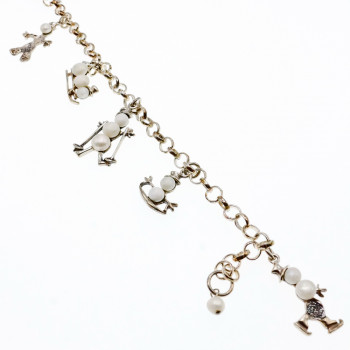 Sky Jewelry Серебряный браслет с жемчугом  Снеговики