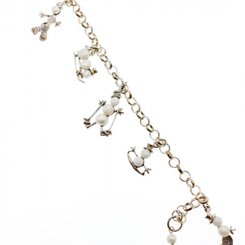 Sky Jewelry Серебряный браслет с жемчугом  Снеговики