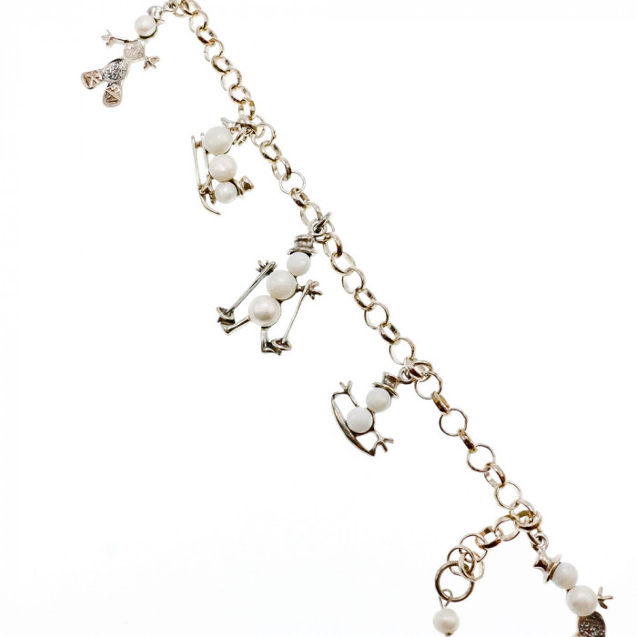 Sky Jewelry Серебряный браслет с жемчугом  Снеговики