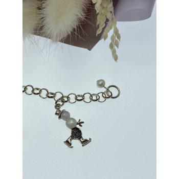 Sky Jewelry Серебряный браслет с жемчугом  Снеговики