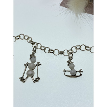 Sky Jewelry Серебряный браслет с жемчугом  Снеговики