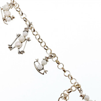 Sky Jewelry Серебряный браслет с жемчугом  Снеговики