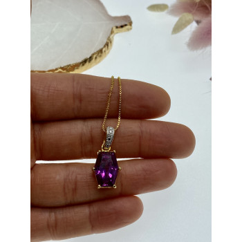 Sky Jewelry Серебряная цепочка с кулоном в позолоте камень шпинель