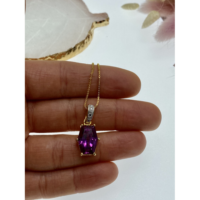 Sky Jewelry Серебряная цепочка с кулоном в позолоте камень шпинель