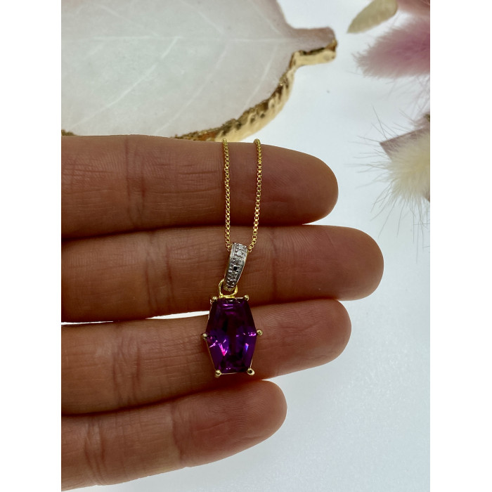 Sky Jewelry Серебряная цепочка с кулоном в позолоте камень шпинель