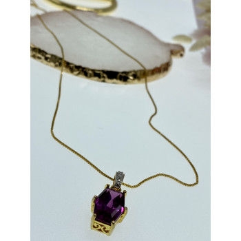 Sky Jewelry Серебряная цепочка с кулоном в позолоте камень шпинель