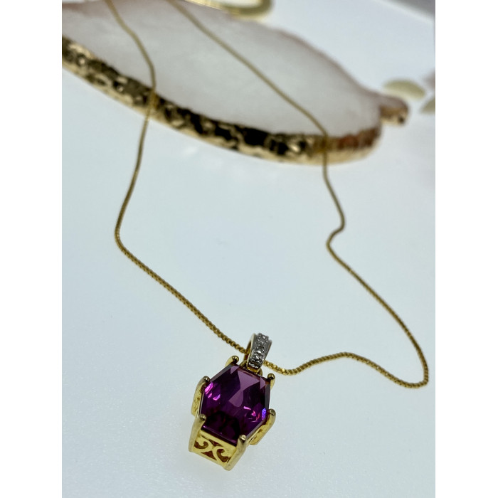 Sky Jewelry Серебряная цепочка с кулоном в позолоте камень шпинель