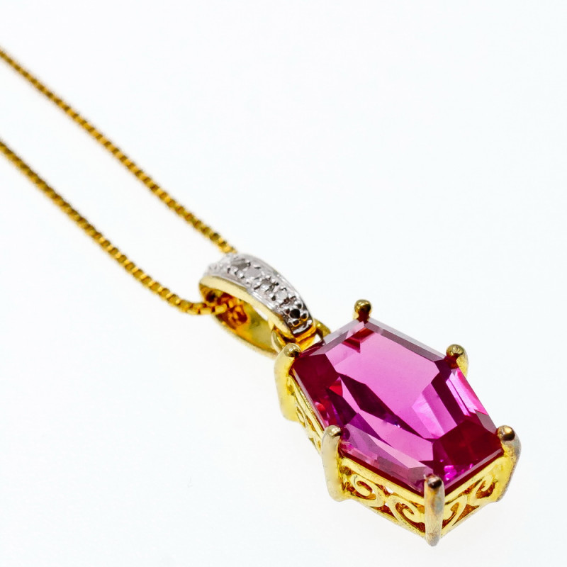 Sky Jewelry Серебряная цепочка с кулоном в позолоте камень шпинель