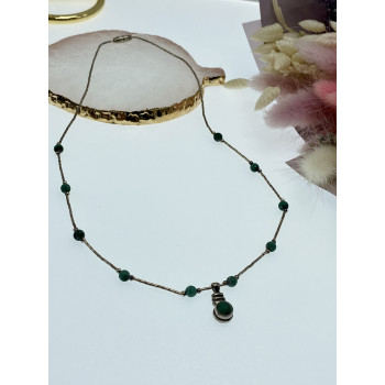 Sky Jewelry Серебряное ожерелье с малахитом  Винтаж