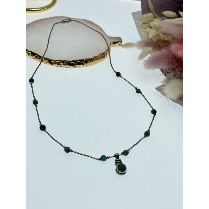 Sky Jewelry Серебряное ожерелье с малахитом  Винтаж
