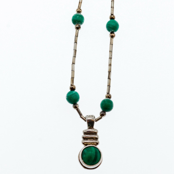 Sky Jewelry Серебряное ожерелье с малахитом  Винтаж