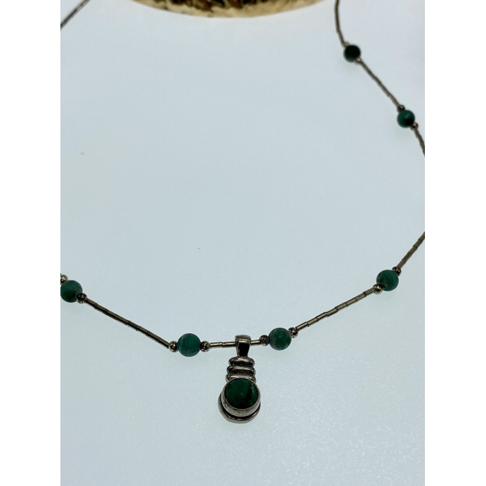 Sky Jewelry Серебряное ожерелье с малахитом  Винтаж