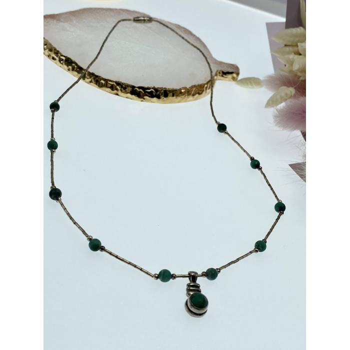 Sky Jewelry Серебряное ожерелье с малахитом  Винтаж