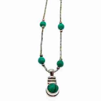 Sky Jewelry Серебряное ожерелье с малахитом  Винтаж