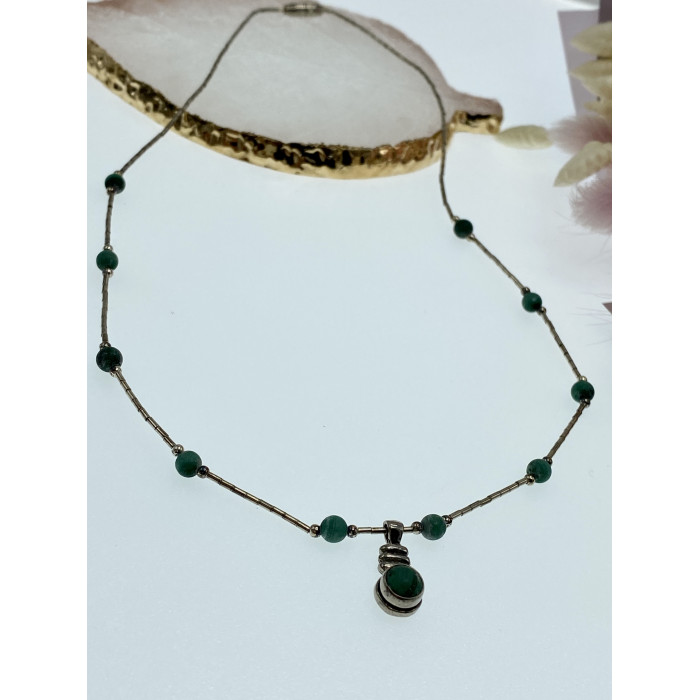 Sky Jewelry Серебряное ожерелье с малахитом  Винтаж