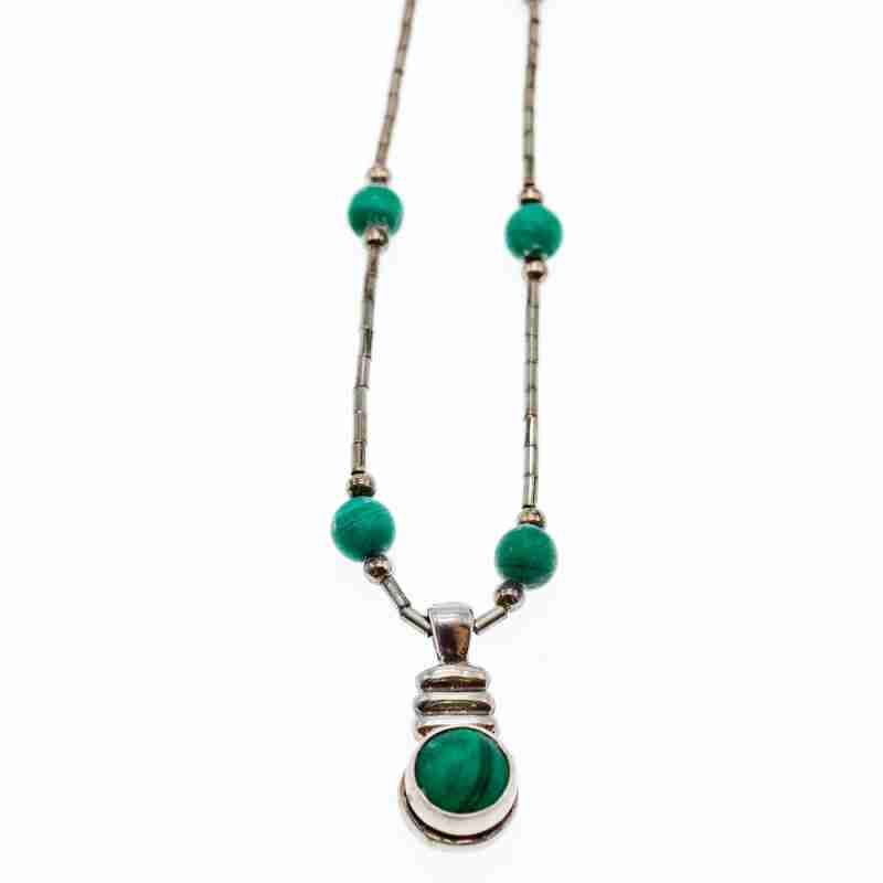 Sky Jewelry Серебряное ожерелье с малахитом  Винтаж